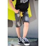 Denim short with yellow details