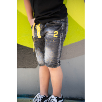 Denim short with yellow details