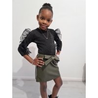 leatherlook rok legergroen 