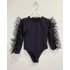 ruffled body top zwart
